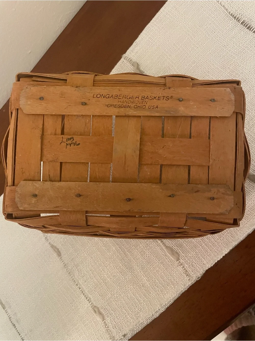 Woven Wood Market Basket - Brown